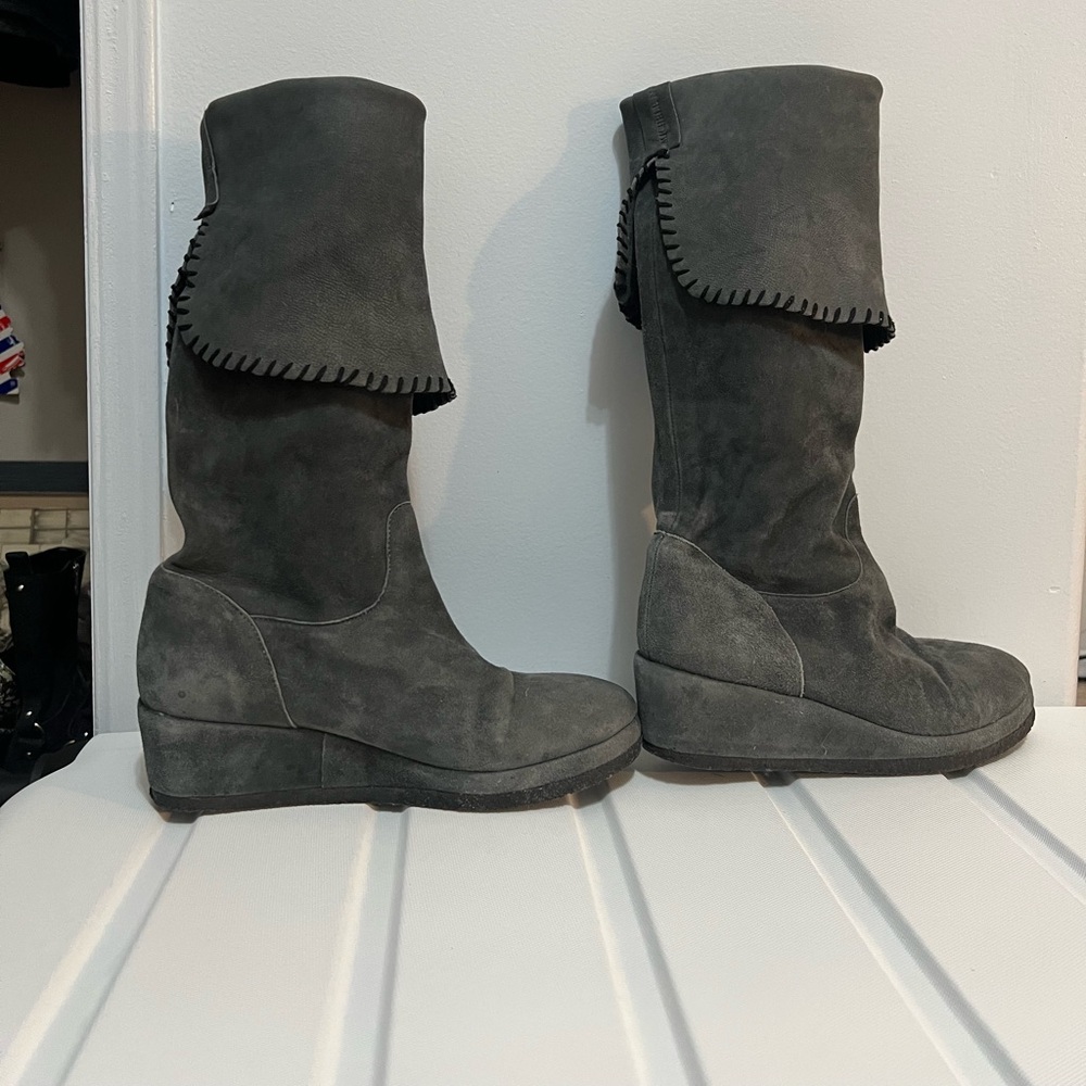Italian Shoemakers Dark Gray Suede Heeled Boots